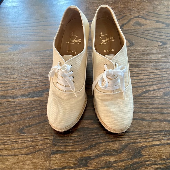 Christian Louboutin ivory espadrille platforms - Picture 2 of 8